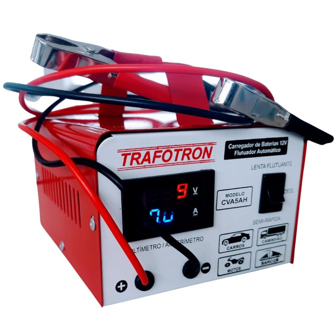 Carregador de Bateria Automotiva Carro Moto 12v 5ah Flutuante Cv5ah