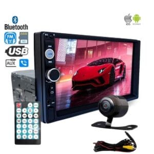 Central Multimídia Universal 7 Mp5 1 Din Câmera Ré Bluetooth