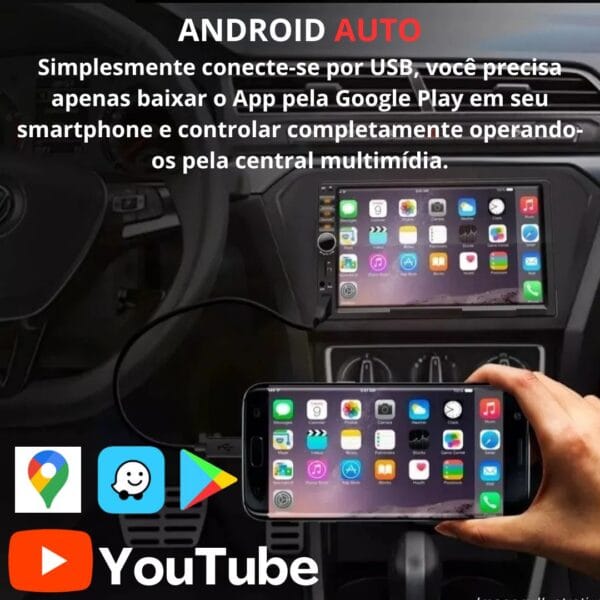Kit Som Automotivo Mp5 2Din Androidauto Carplay e 2 Falantes 6 Polegadas 110w Rms - Imagem 3