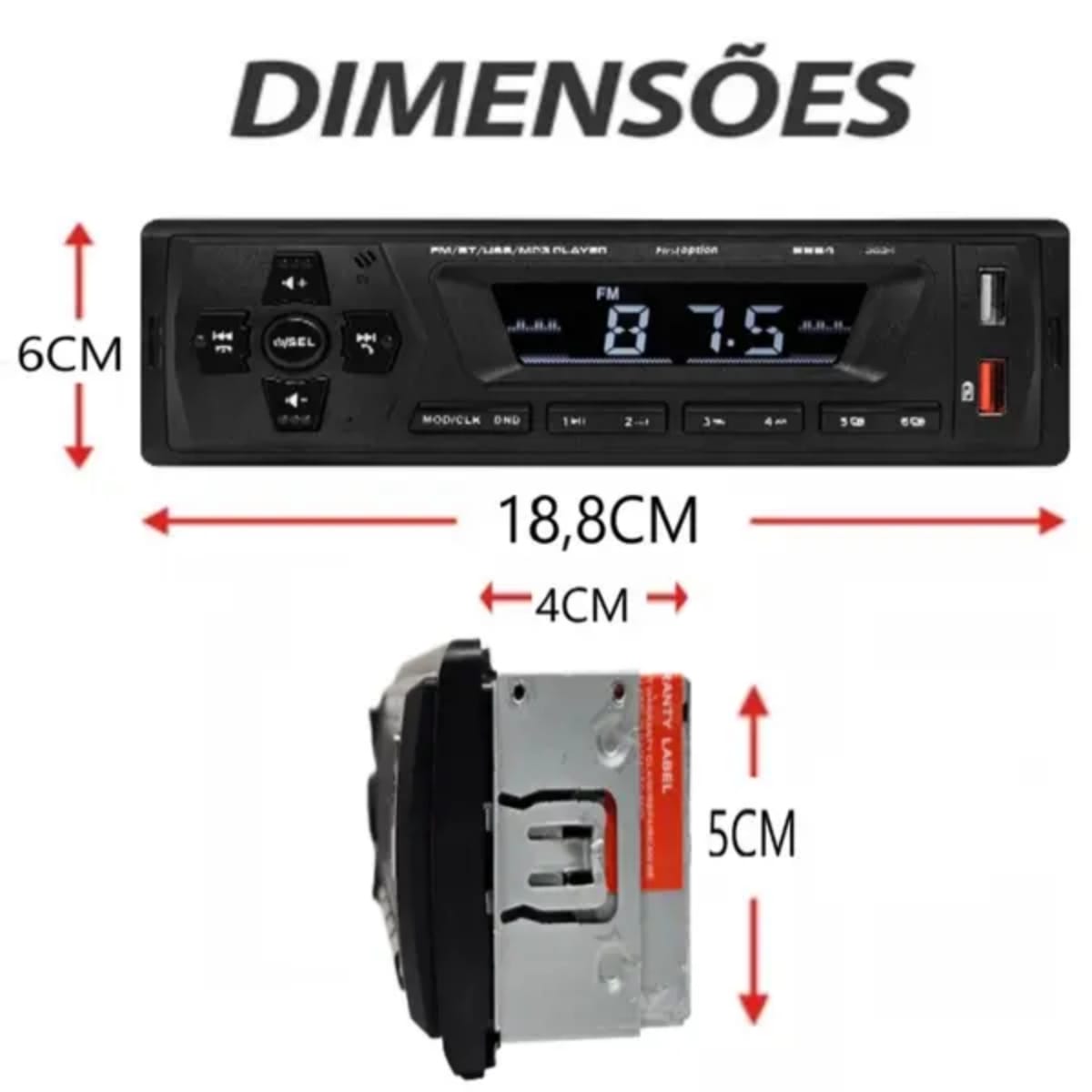 Kit Radio MP3 12v e 4 Alto Falantes 6 Polegadas 220w Rms 4Ohms - Imagem 6