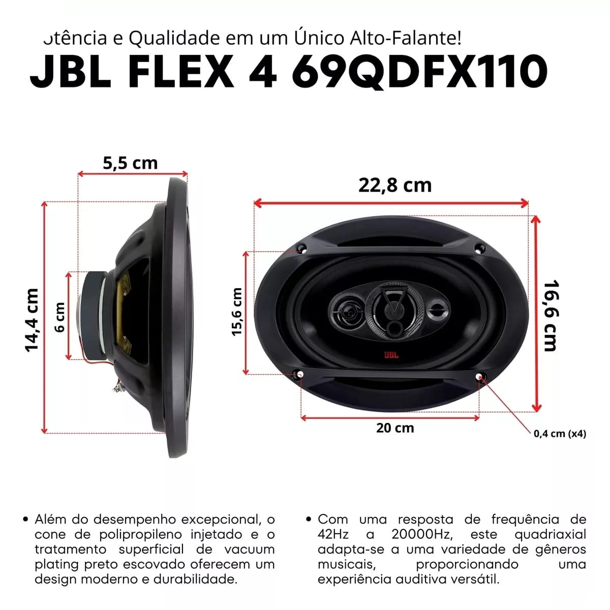 Kit Som Automotivo Mp5 1Din Android 2 Alto Falantes 6X9 Jbl - Imagem 7