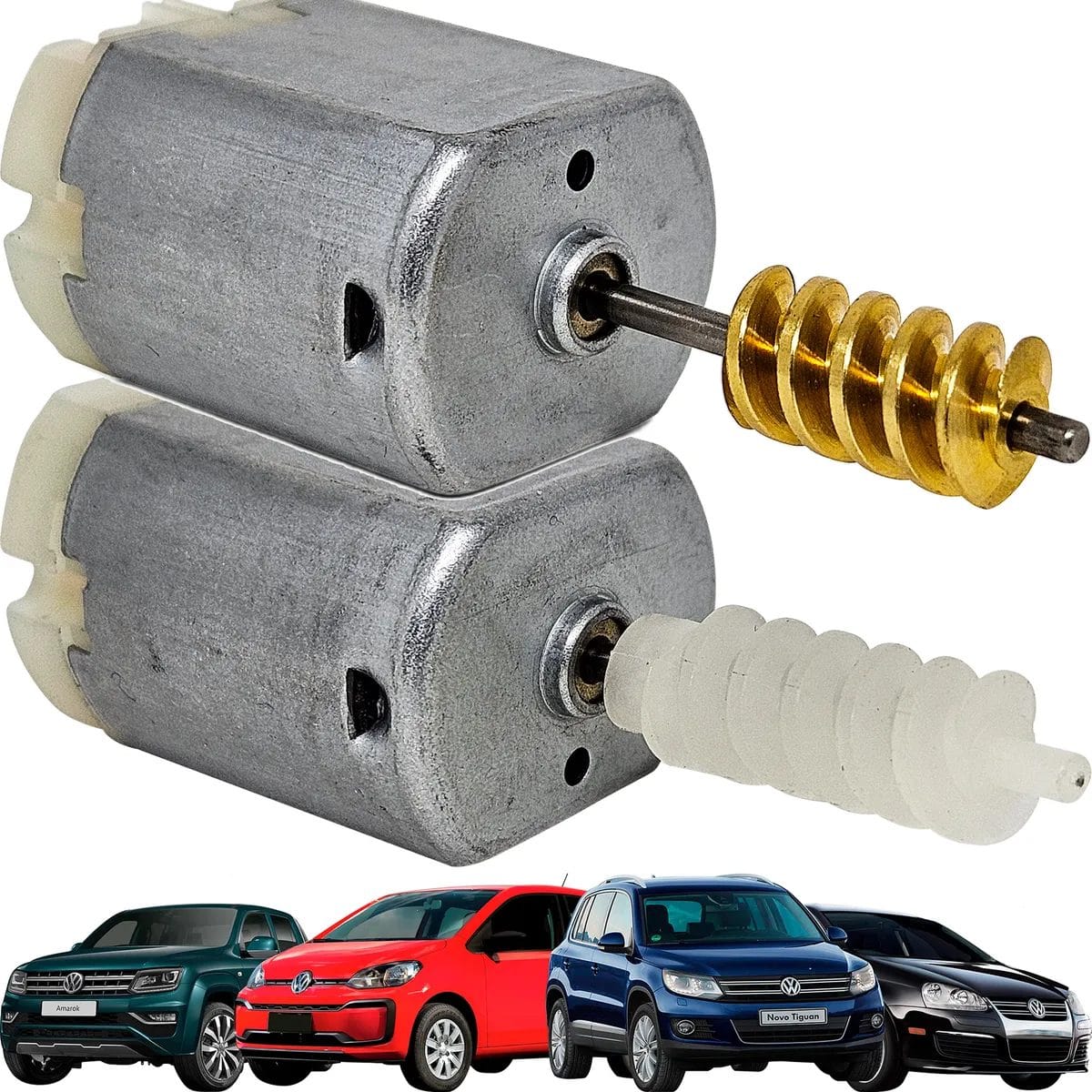 Kit 2 Motor Fechadura Trava Eletrica Amarok Fox Crossfox Fusca Jetta Golf Up Tiguan - Plastico/Ferro