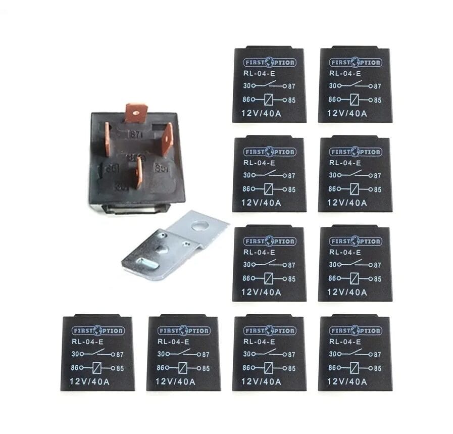 Kit 10 Relés Auxiliar Universal 12v Som Farol Buzina 4 Terminais Pinos 40A